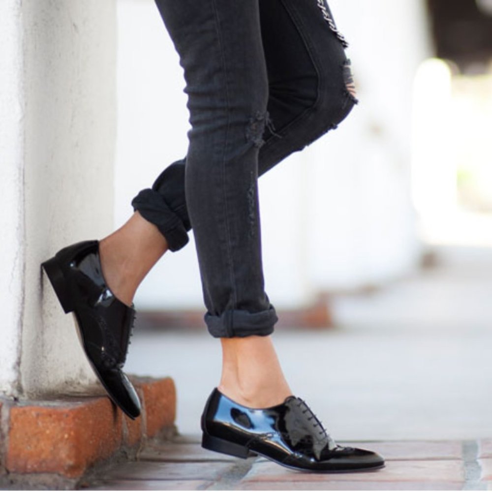 J.crew Academy Oxford in patent black